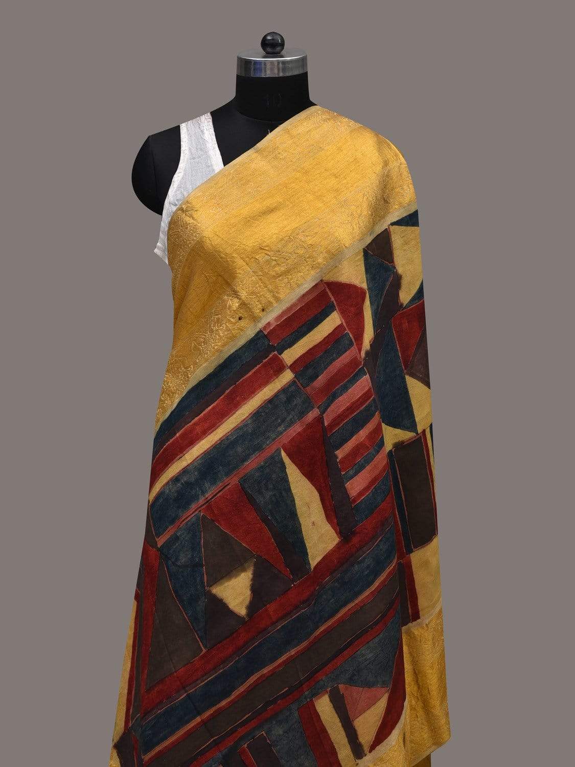 Multicolor Kalamkari Hand Painted Kanchipuram Silk Handloom Dupatta with Geometrical Design ds2508