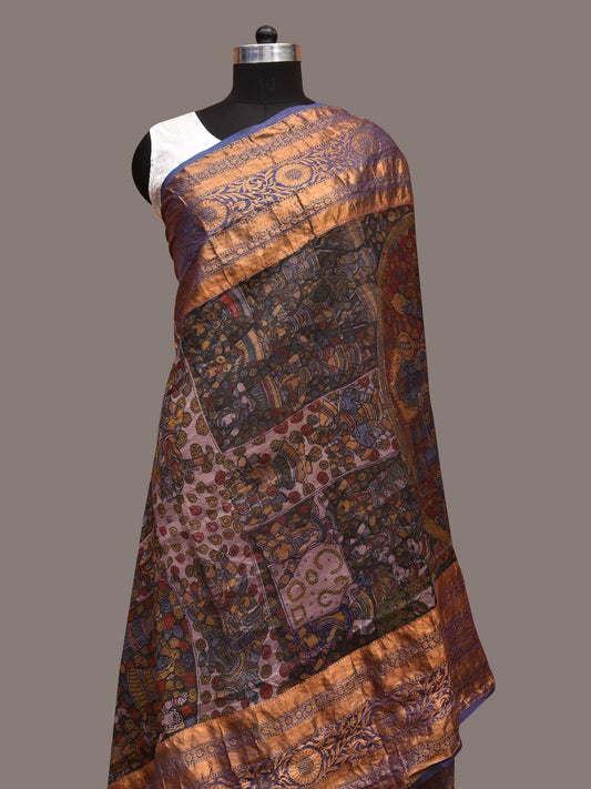 Multicolor Kalamkari Hand Painted Kanchipuram Silk Handloom Dupatta with Shiv Design ds3577