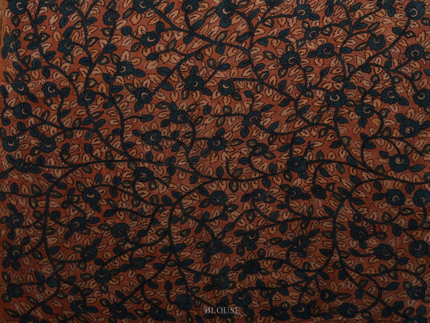 Multicolor Kalamkari Hand Painted Kanchipuram Silk Handloom Saree with Floral and Peacocks Pallu Design KL0578