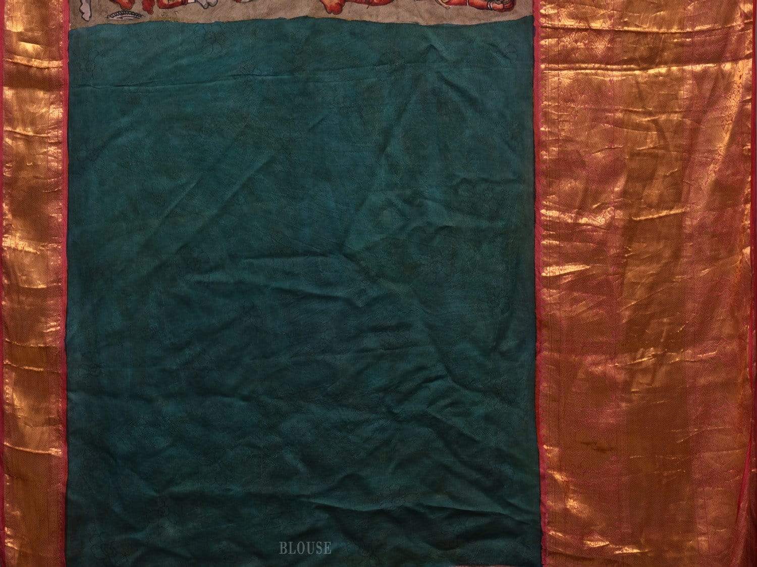 Multicolor Kalamkari Hand Painted Kanchipuram Silk Handloom Saree with Krishna Leela Design KL0524