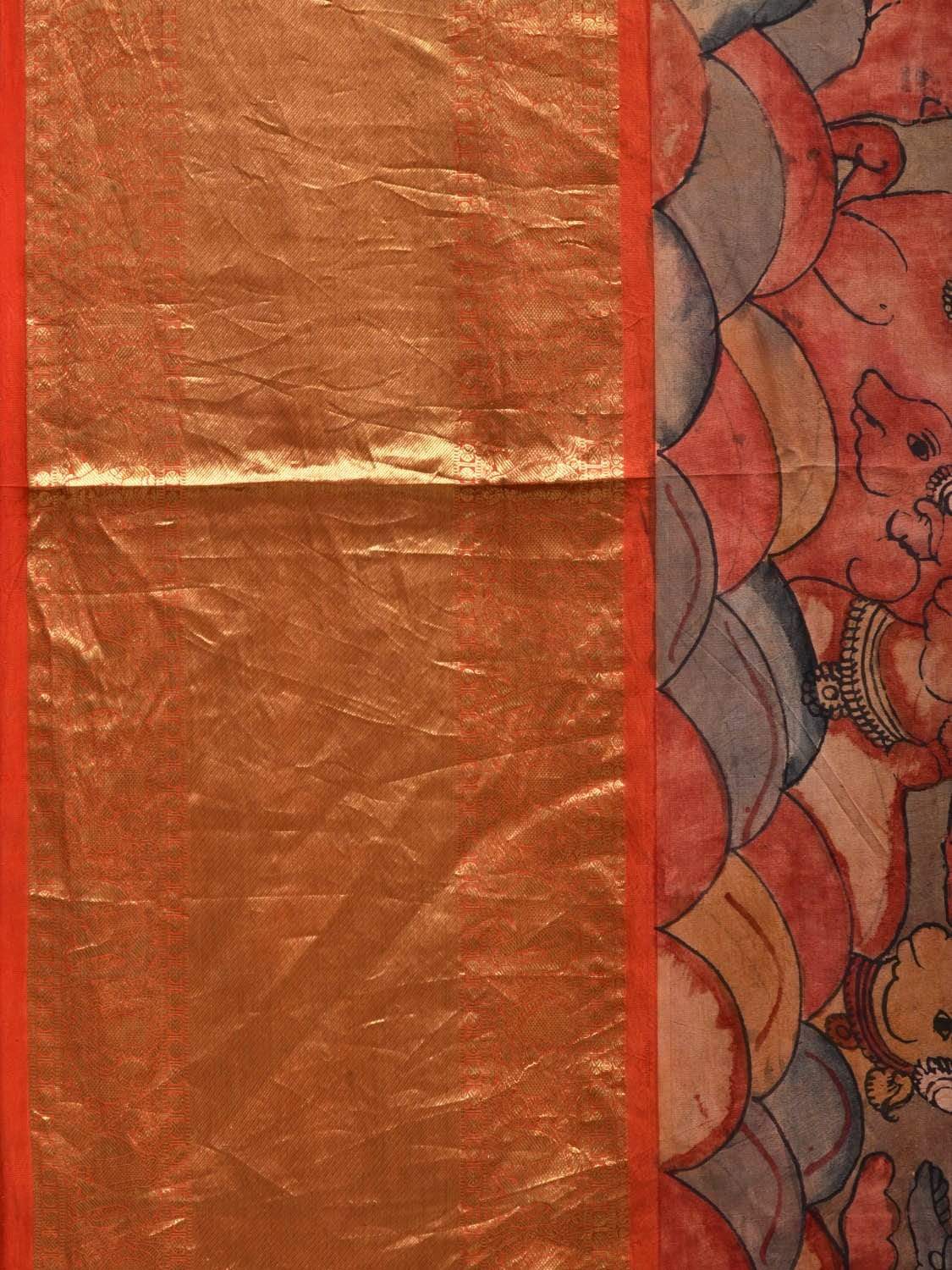 Multicolor Kalamkari Hand Painted Kanchipuram Silk Handloom Saree with Krishna Leela Design KL0543