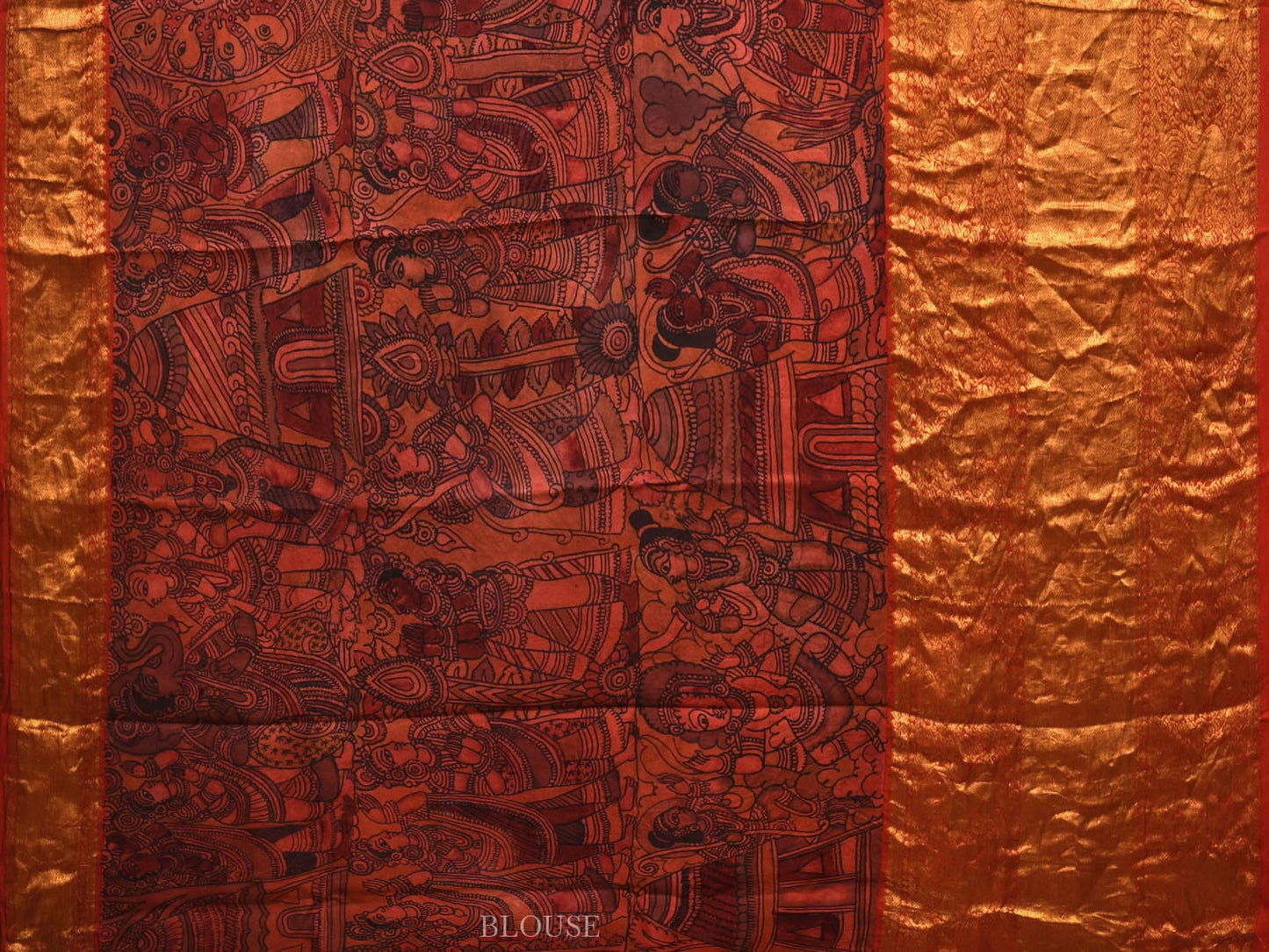 Multicolor Kalamkari Hand Painted Kanchipuram Silk Handloom Saree with Ramayana Design KL0679