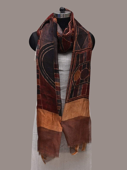 Multicolor Kalamkari Hand Painted Organza Silk Handloom Dupatta with Geometric Design ds2529