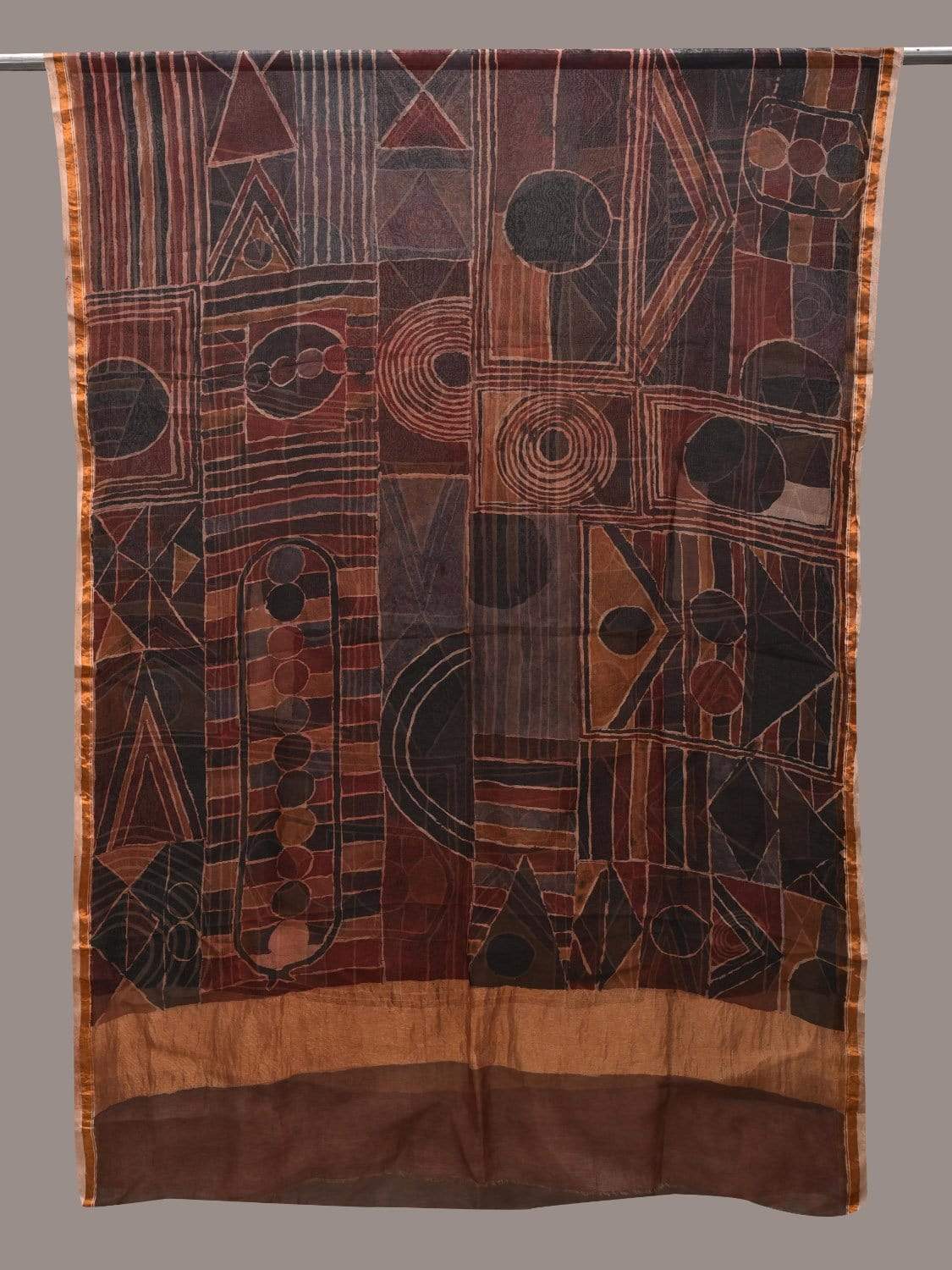 Multicolor Kalamkari Hand Painted Organza Silk Handloom Dupatta with Geometric Design ds2529