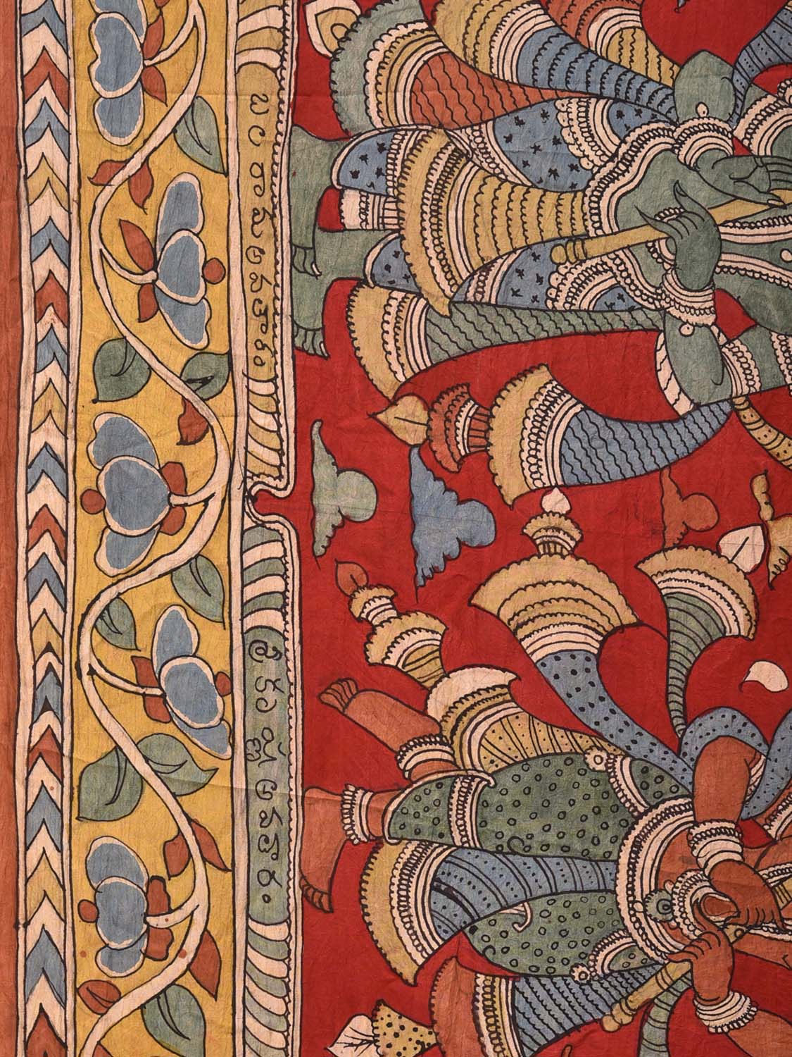 Multicolor Kalamkari Hand Painted Silk Handloom Saree with Dashavatar Design KL0725