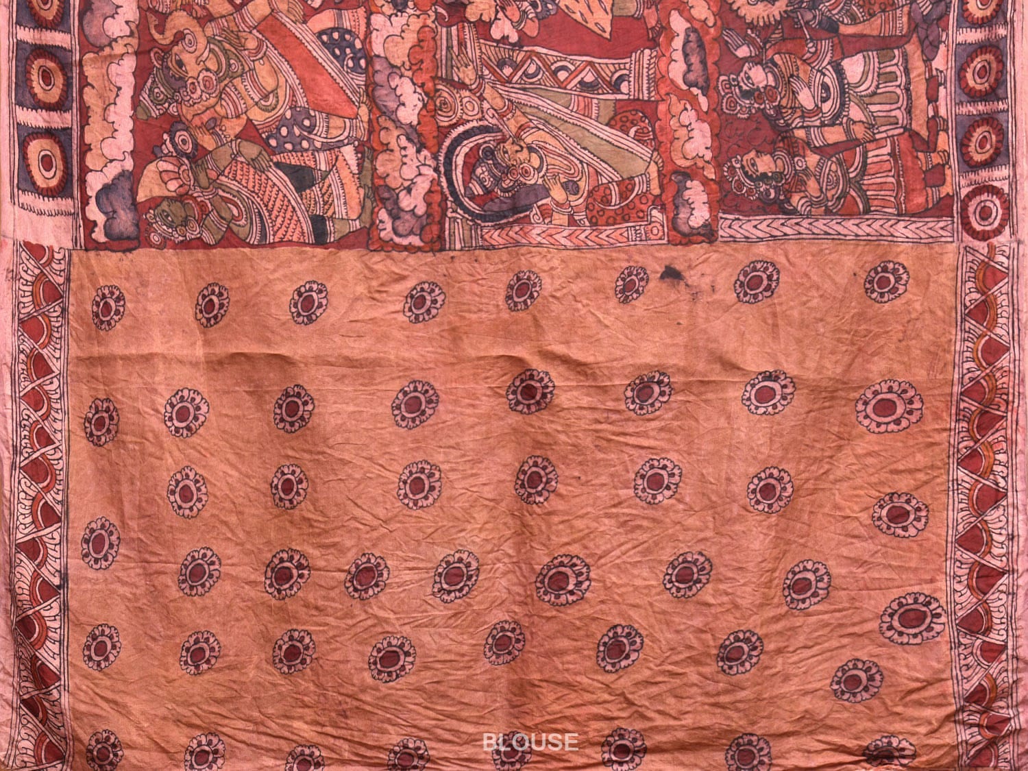 Multicolor Kalamkari Hand Painted Silk Handloom Saree with Krishna Design KL0777