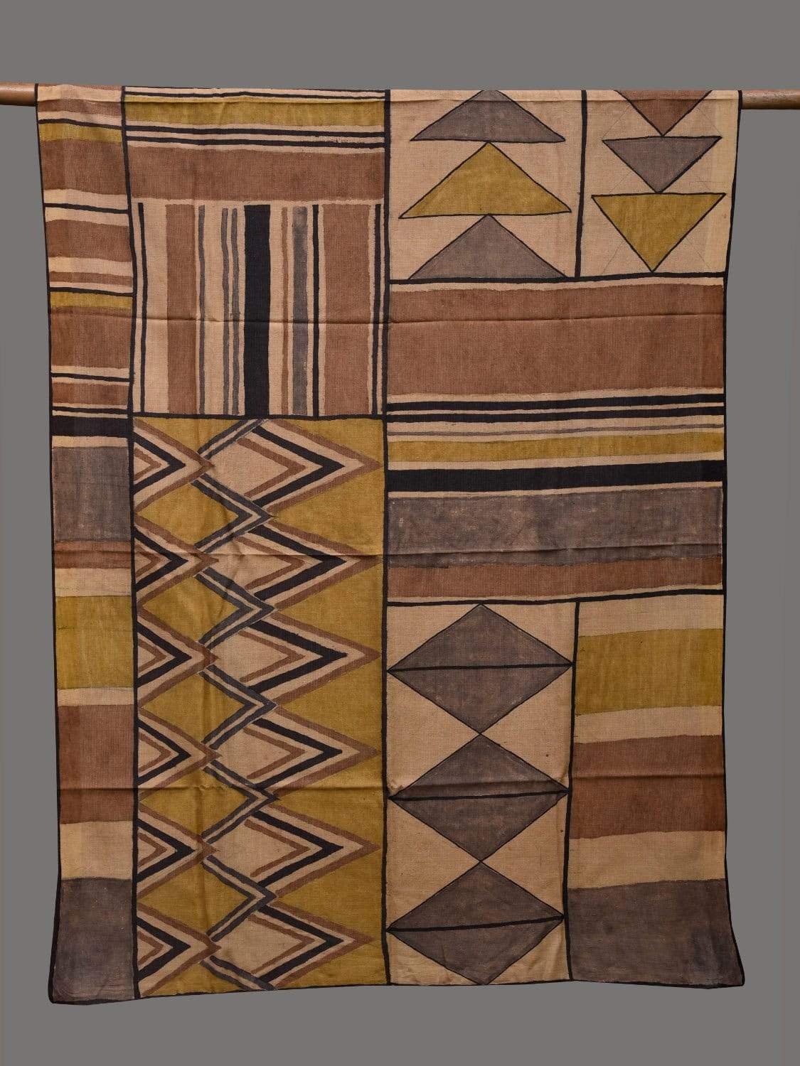 Multicolor Kalamkari Hand Painted Silk Muga Handloom Dupatta with Geometric Design ds2404