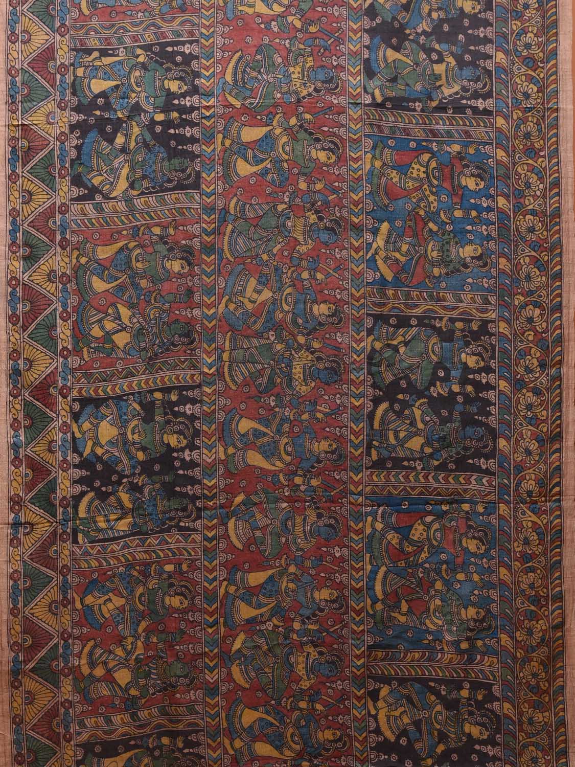 Multicolor Kalamkari Hand Painted Tussar Handloom Saree with Figures Design KL0724