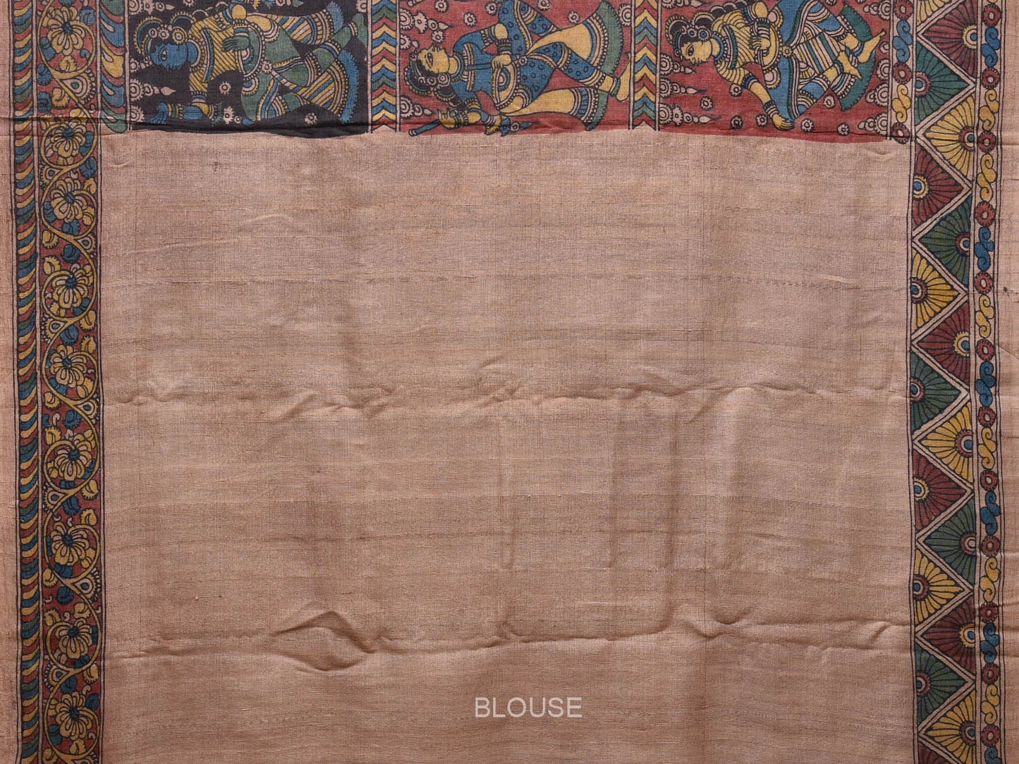 Multicolor Kalamkari Hand Painted Tussar Handloom Saree with Figures Design KL0724