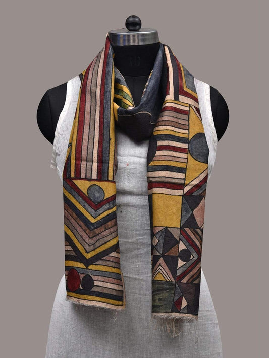 Multicolor Kalamkari Hand Painted Tussar Handloom Stole with Geometrical Design ds2434