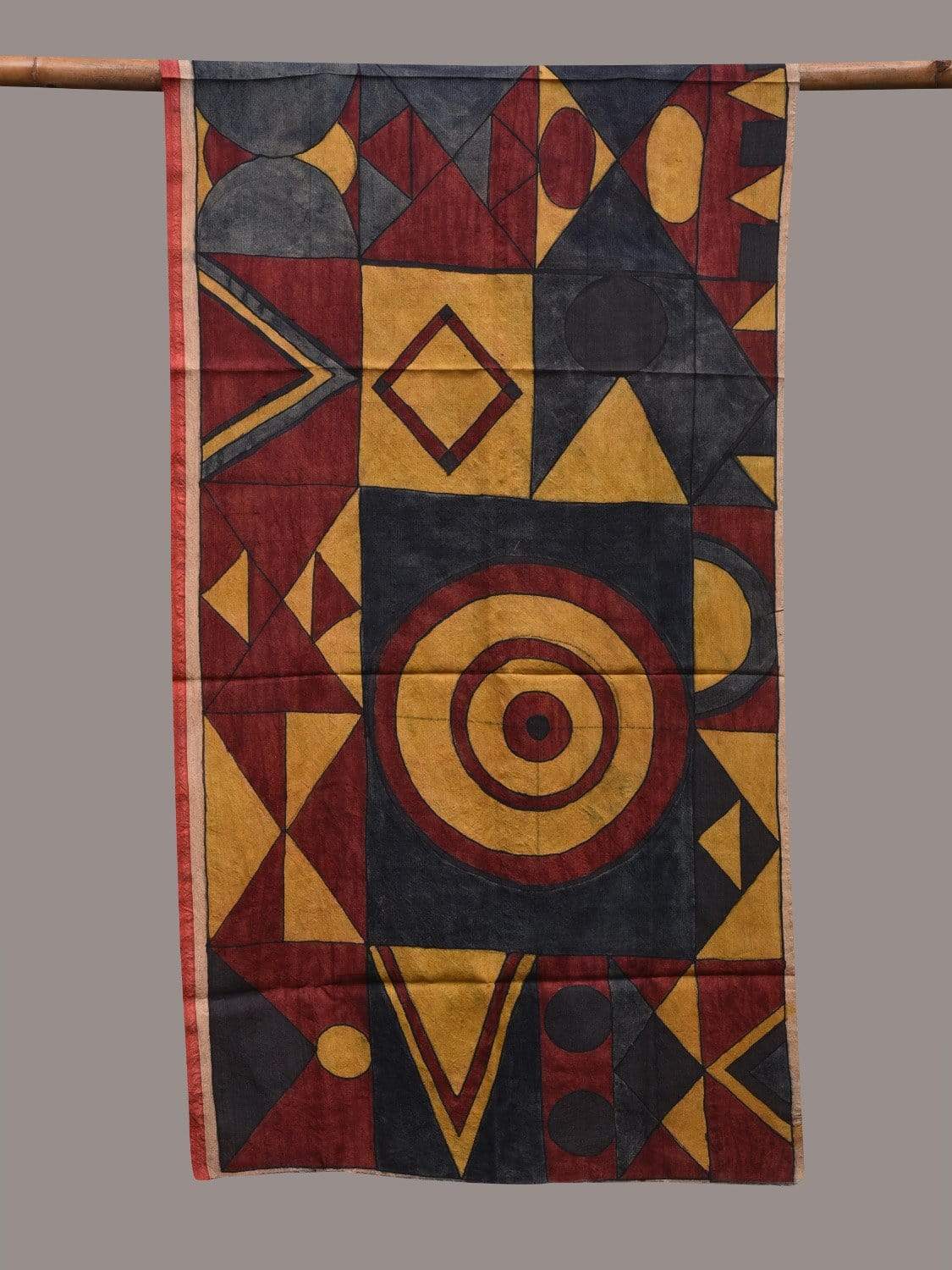 Multicolor Kalamkari Hand Painted Tussar Handloom Stole with Geometrical Design ds2435