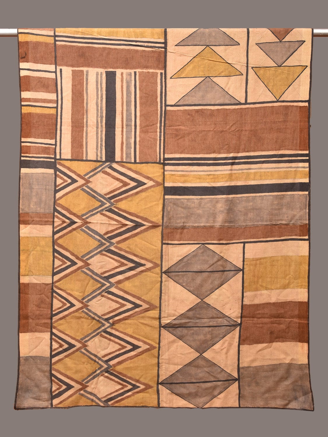 Multicolor Kalamkari Hand Painted Tussar Muga Handloom Dupatta with Geometrical Design ds3248