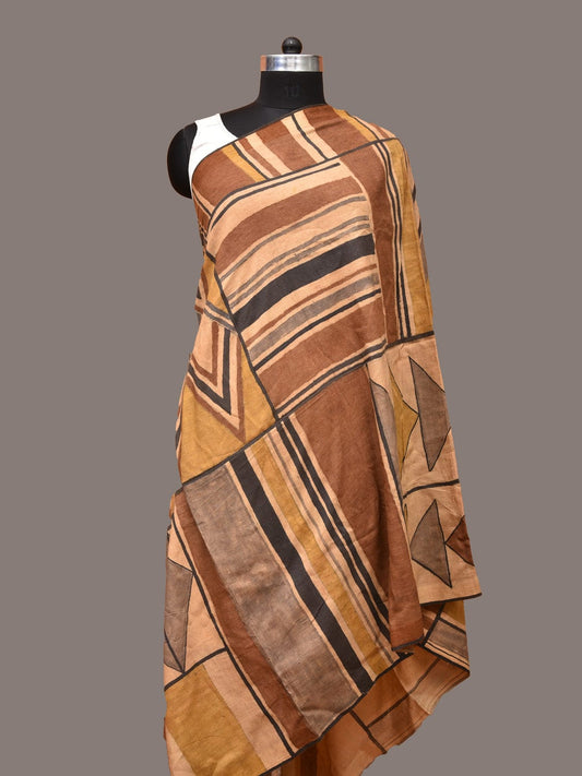 Multicolor Kalamkari Hand Painted Tussar Muga Handloom Dupatta with Geometrical Design ds3248