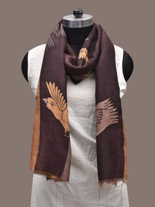 Multicolor Kalamkari Hand Painted Woolen Stole with Birds Design ds2347