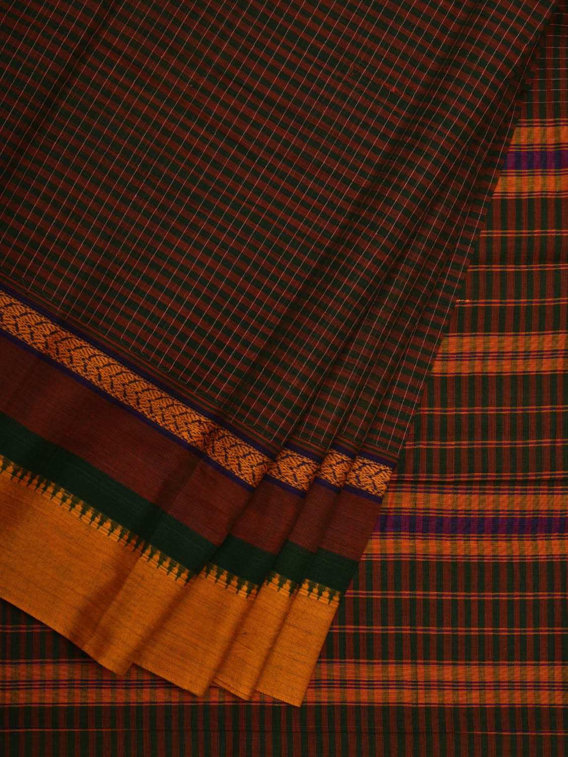 Multicolor Narayanpet Cotton Handloom Saree with Checks Design No Blouse np0568