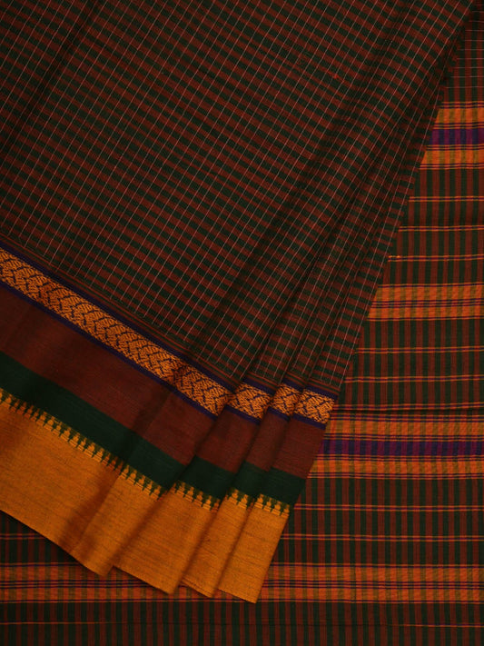 Multicolor Narayanpet Cotton Handloom Saree with Checks Design No Blouse np0568