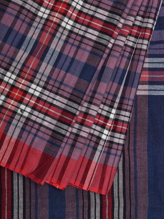 Multicolor Organic Cotton Handloom Saree with Checks Design o0303