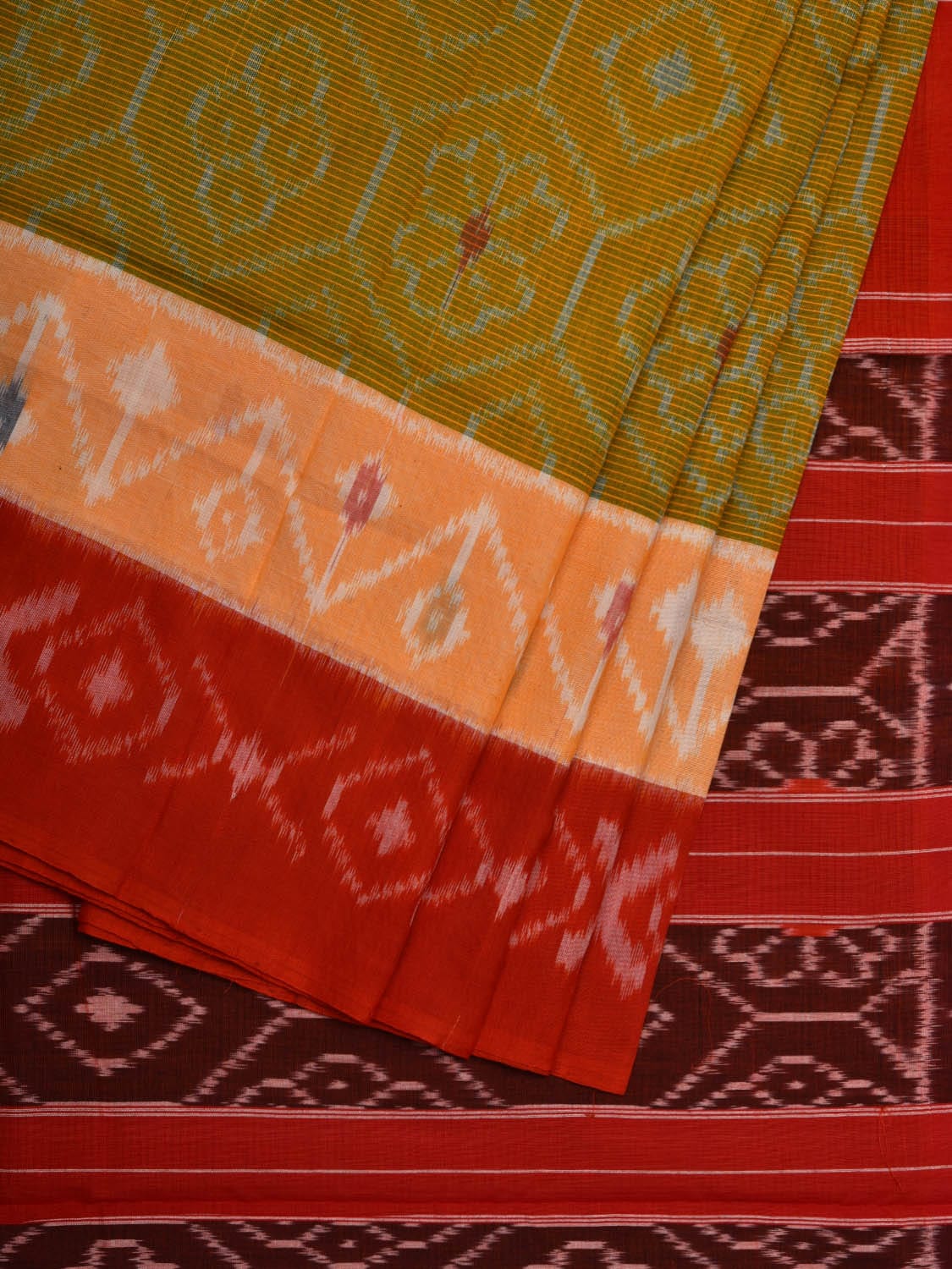 Multicolor Pochampally Ikat Cotton Handloom Saree with All Over Design i0663