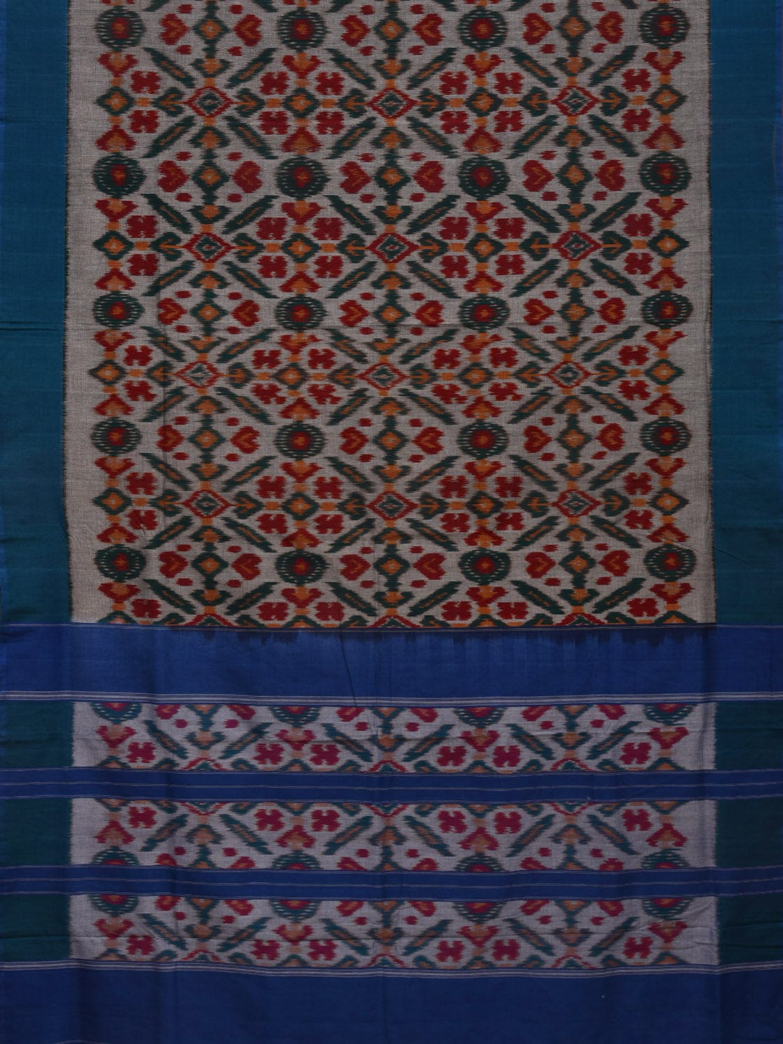 Multicolor Pochampally Ikat Cotton Handloom Saree with All Over Grill Design i0720