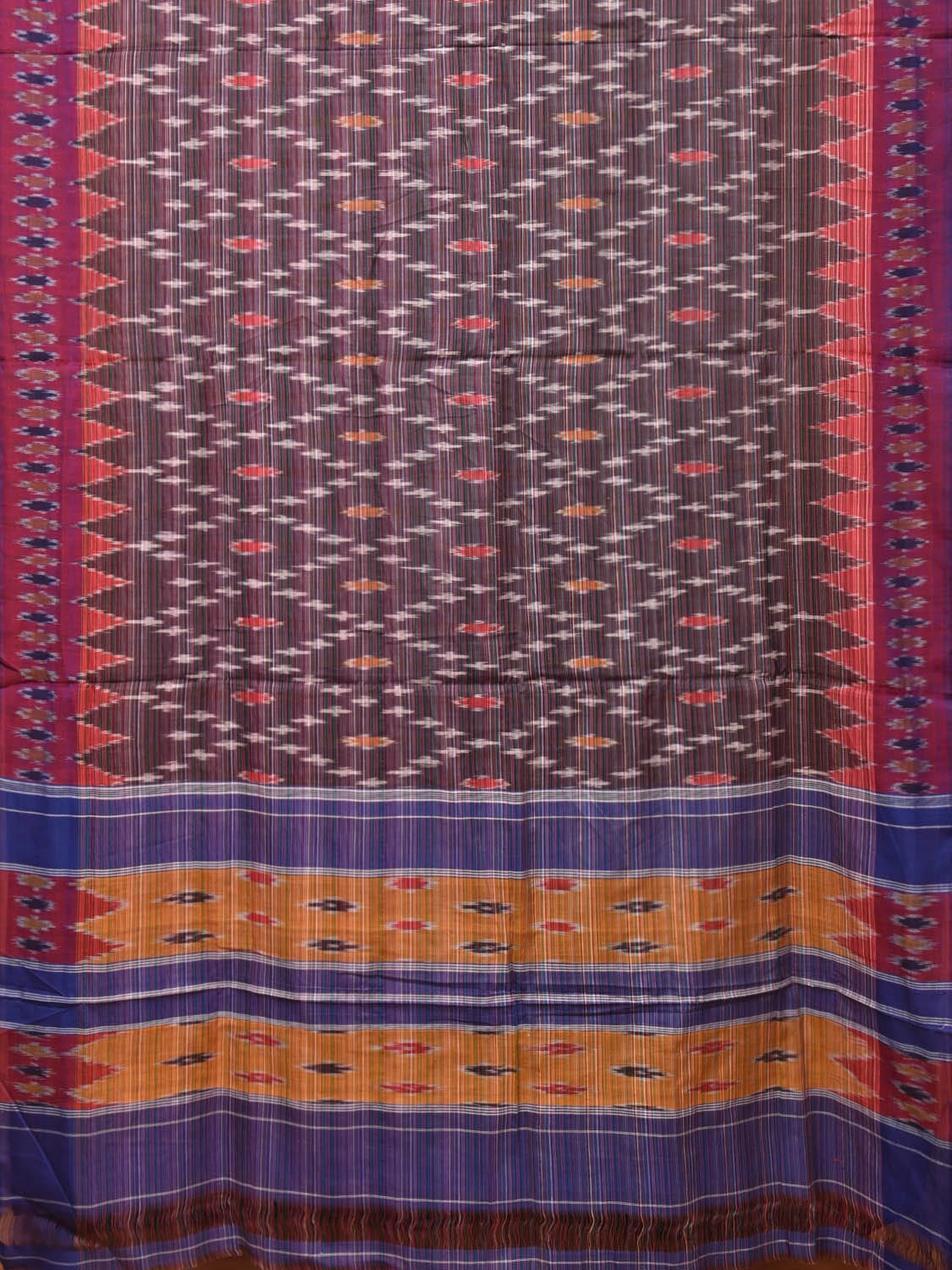Multicolor Pochampally Ikat Cotton Handloom Saree with Grill Design No Blouse i0799