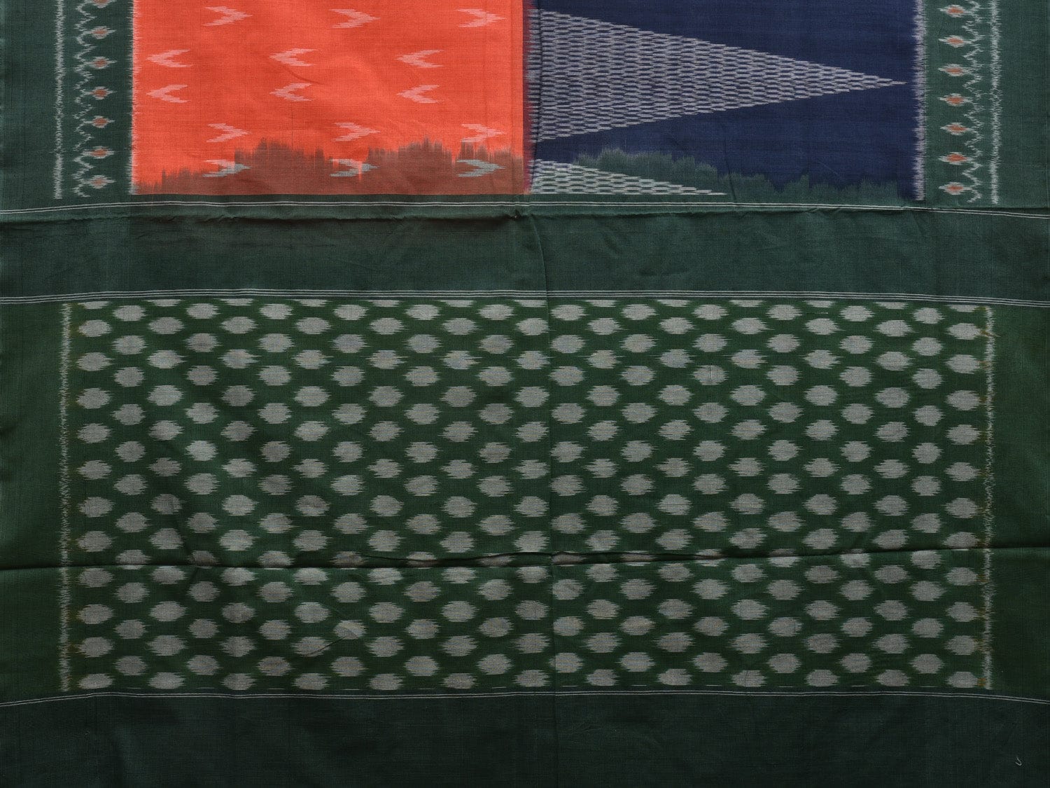 Multicolor Pochampally Ikat Cotton Handloom Saree with Half-Half Design i0667