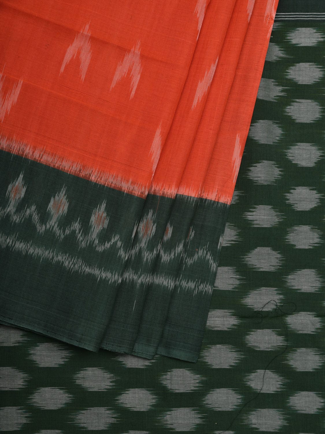 Multicolor Pochampally Ikat Cotton Handloom Saree with Half-Half Design i0667