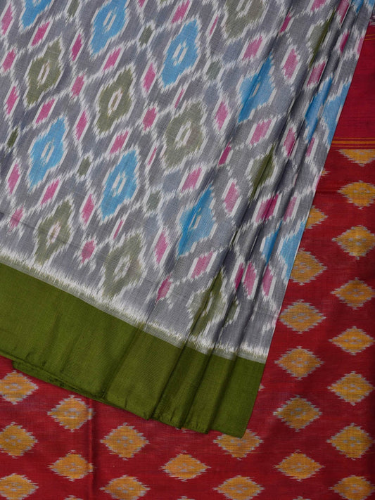 Multicolor Pochampally Ikat Silk Handloom Saree with All Over Design i0644
