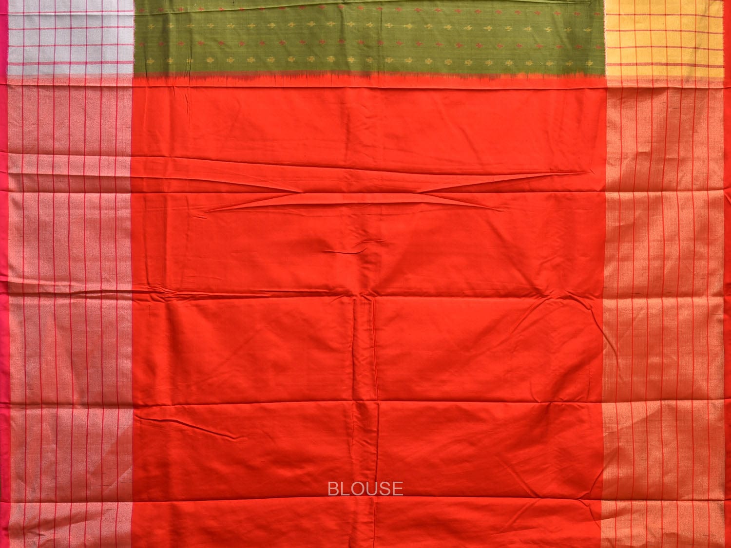 Multicolor Pochampally Ikat Silk Handloom Saree with Checks Border Design i0856
