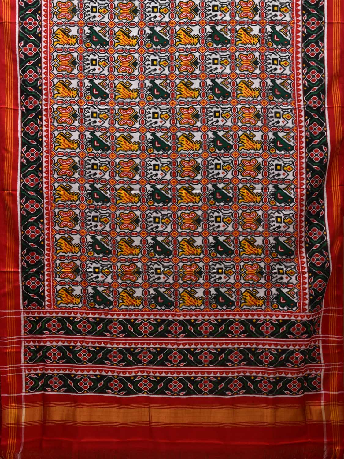 Multicolor Pochampally Ikat Silk Handloom Saree with Patola Design i0681 No Blouse