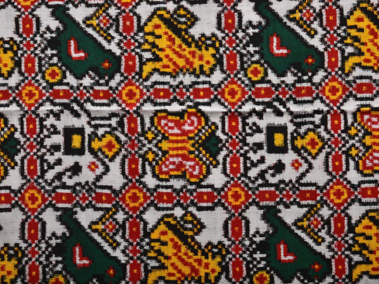 Multicolor Pochampally Ikat Silk Handloom Saree with Patola Design i0681 No Blouse