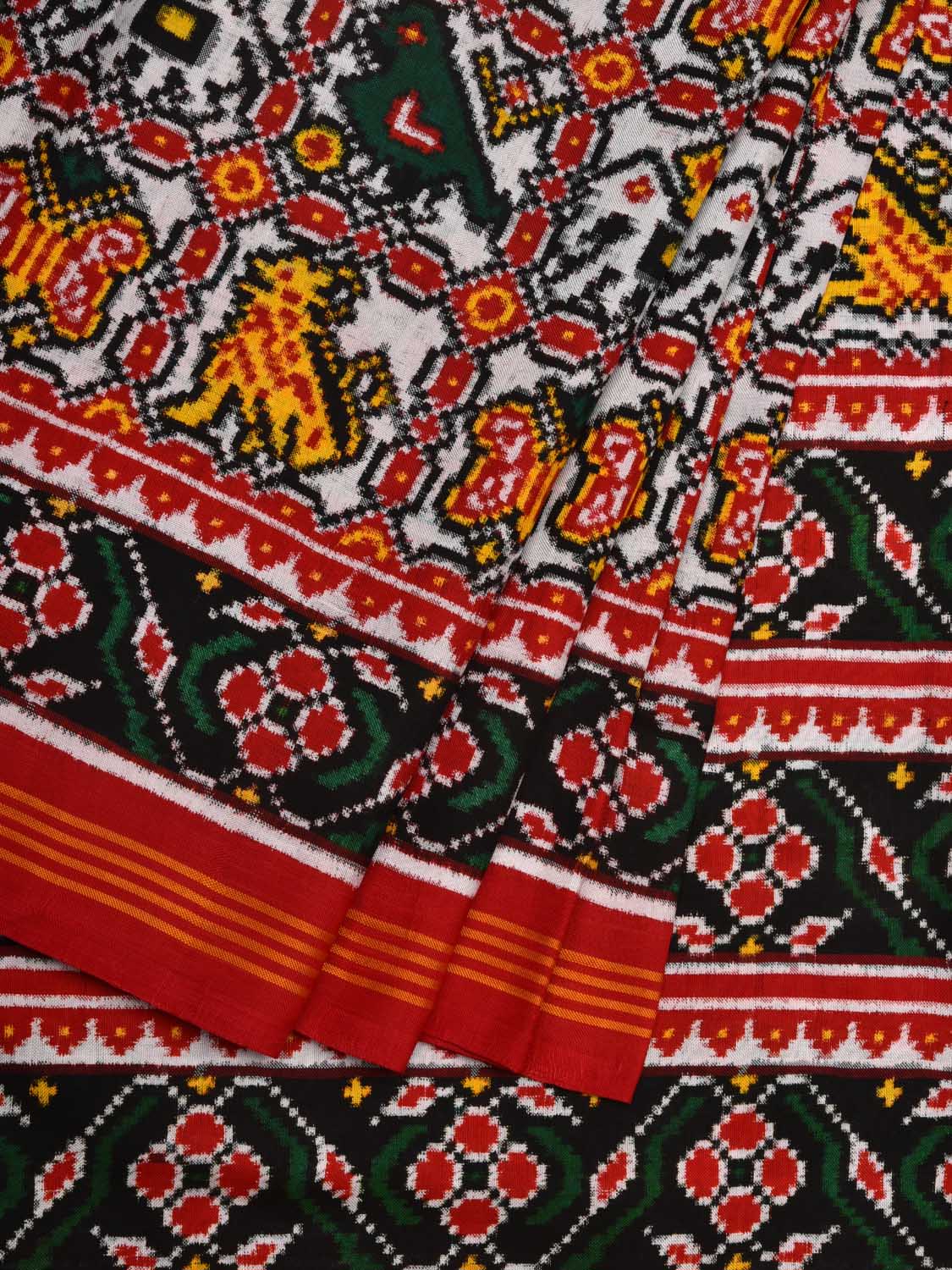 Multicolor Pochampally Ikat Silk Handloom Saree with Patola Design i0681 No Blouse