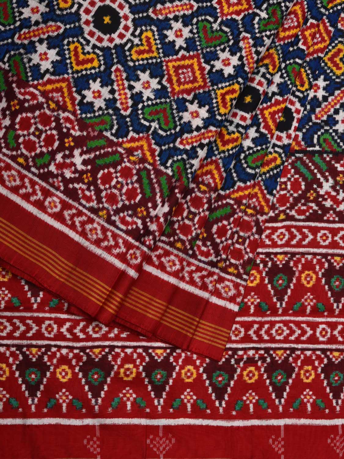 Multicolor Pochampally Ikat Silk Handloom Saree with Patola Design i0683 No Blouse