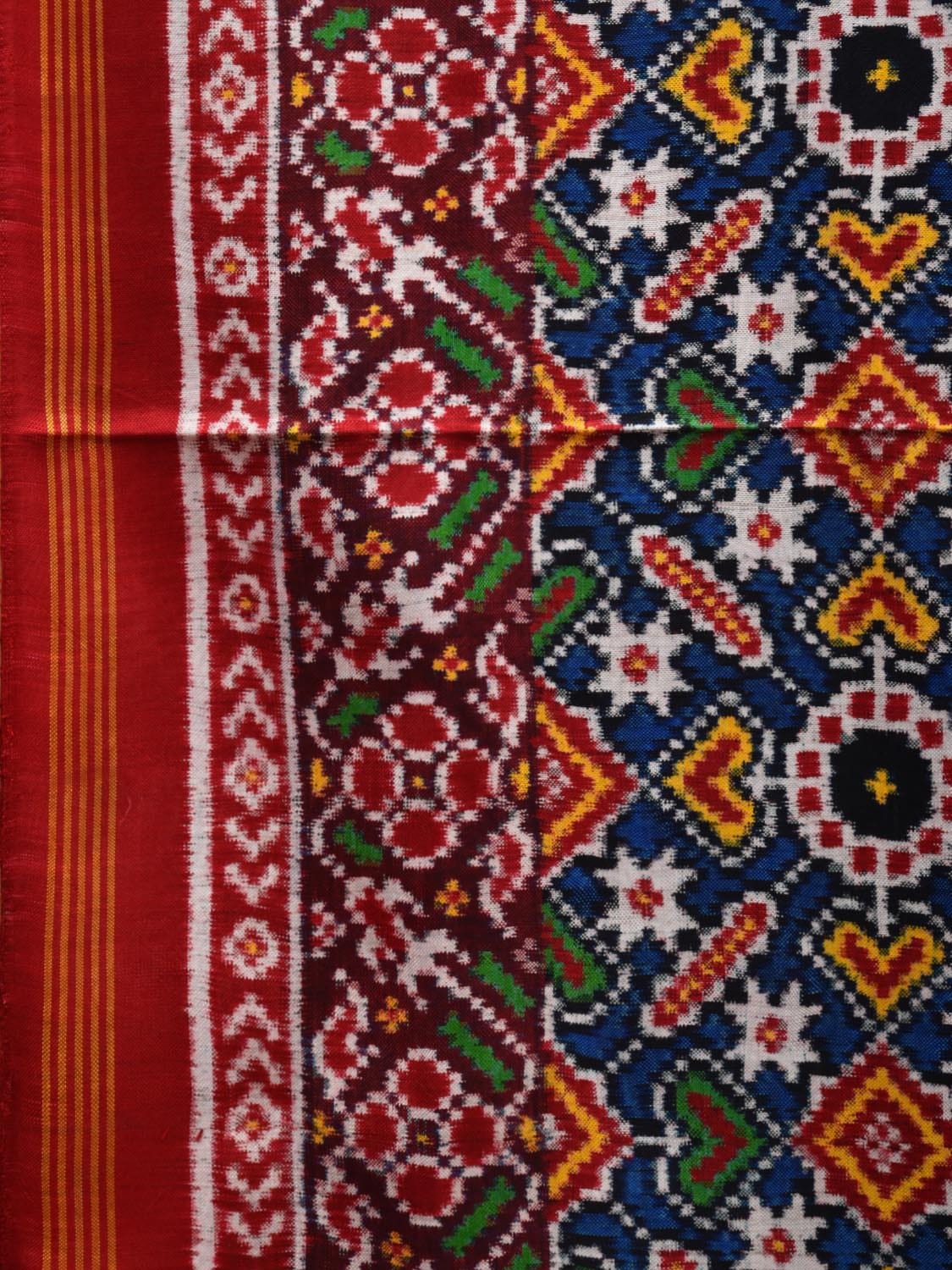 Multicolor Pochampally Ikat Silk Handloom Saree with Patola Design i0683 No Blouse