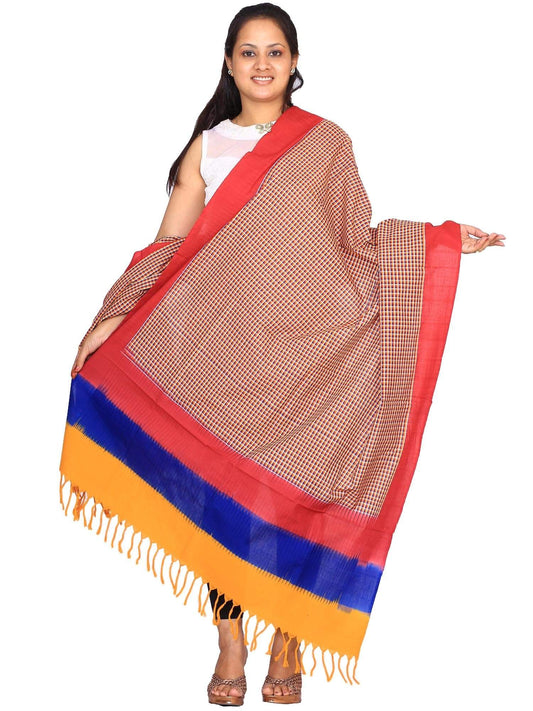 Multicolor Pochampally or Ikat Cotton Handloom Dupatta ds0661