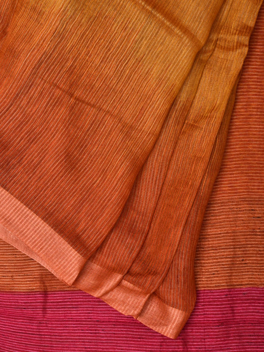 Multicolor Tussar Silk Handloom Saree with Contrast Border and Pallu Design o0431