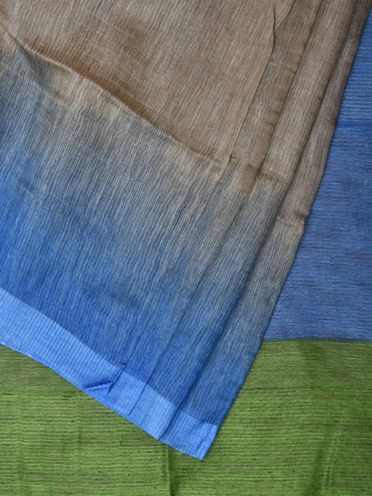 Multicolor Tussar Silk Handloom Saree with Contrast Border and Pallu Design o0436