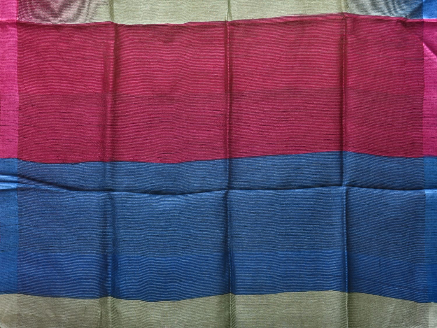 Multicolor Tussar Silk Handloom Saree with Contrast Border and Pallu Design o0437