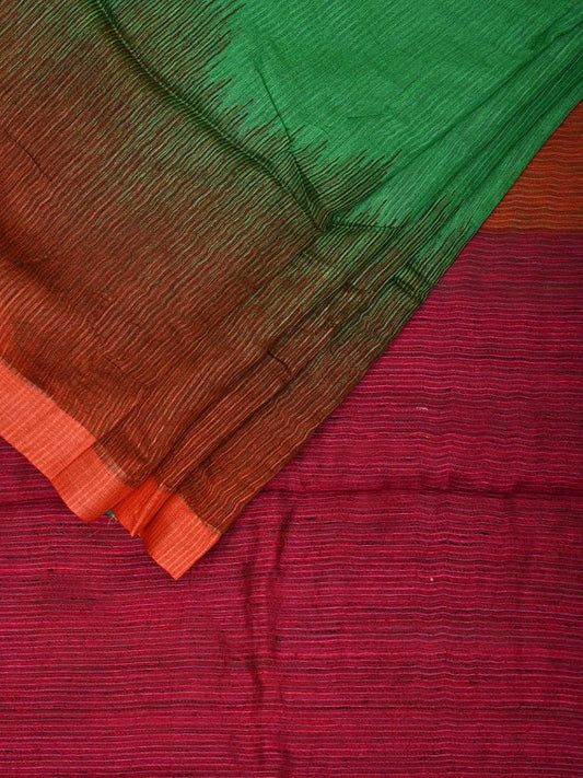 Multicolor Tussar Silk Handloom Saree with Contrast Border and Pallu Design o0545