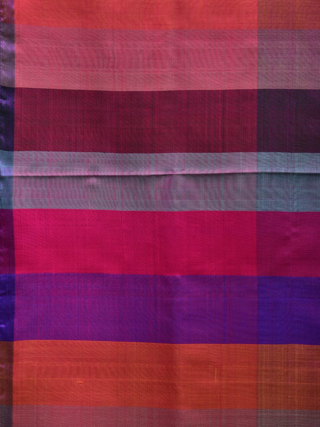 Multicolor Uppada Silk Handloom Saree with Checks and Strips Design u1874