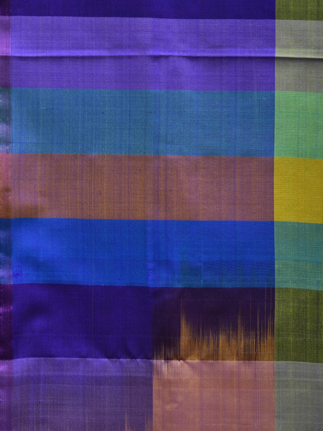 Multicolor Uppada Silk Handloom Saree with Checks and Strips Design u1876