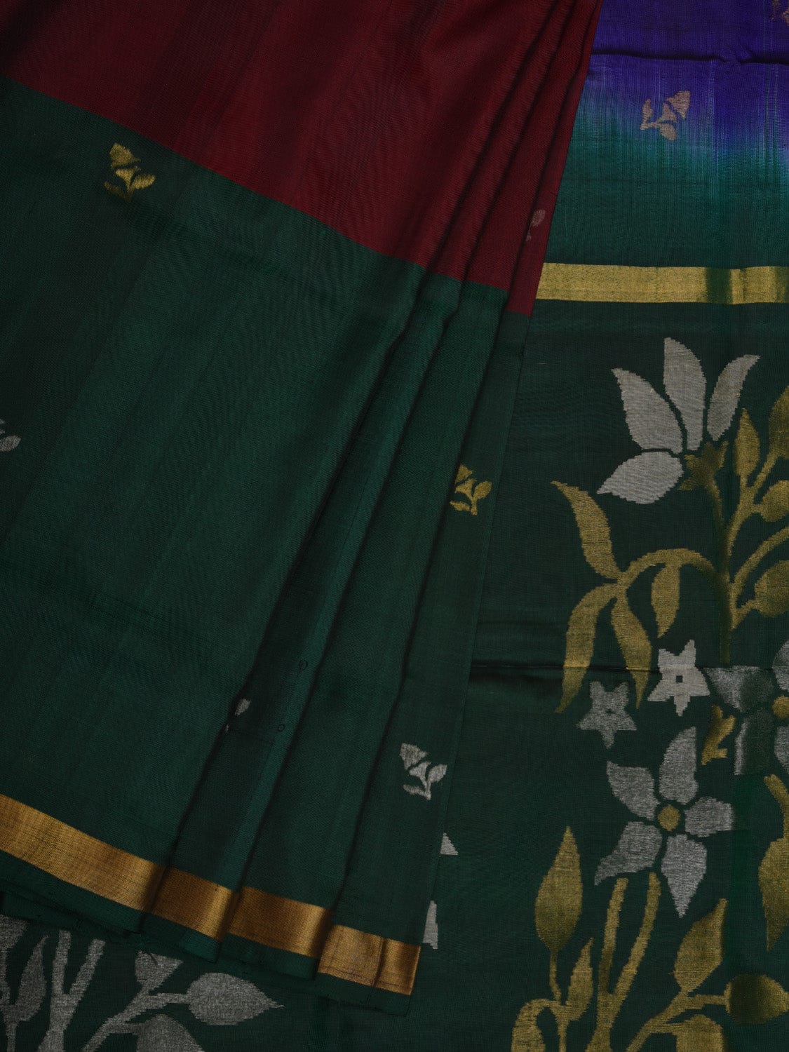 Multicolor Uppada Silk Handloom Saree with Floral Pallu Design u1931
