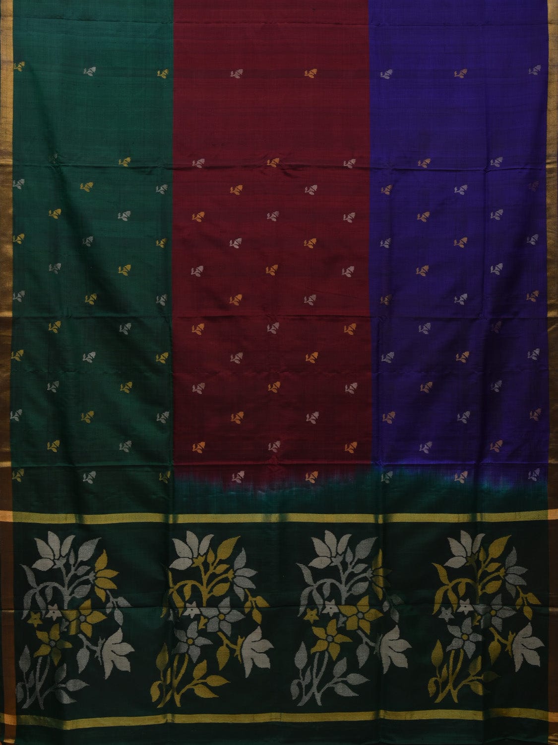 Multicolor Uppada Silk Handloom Saree with Floral Pallu Design u1931