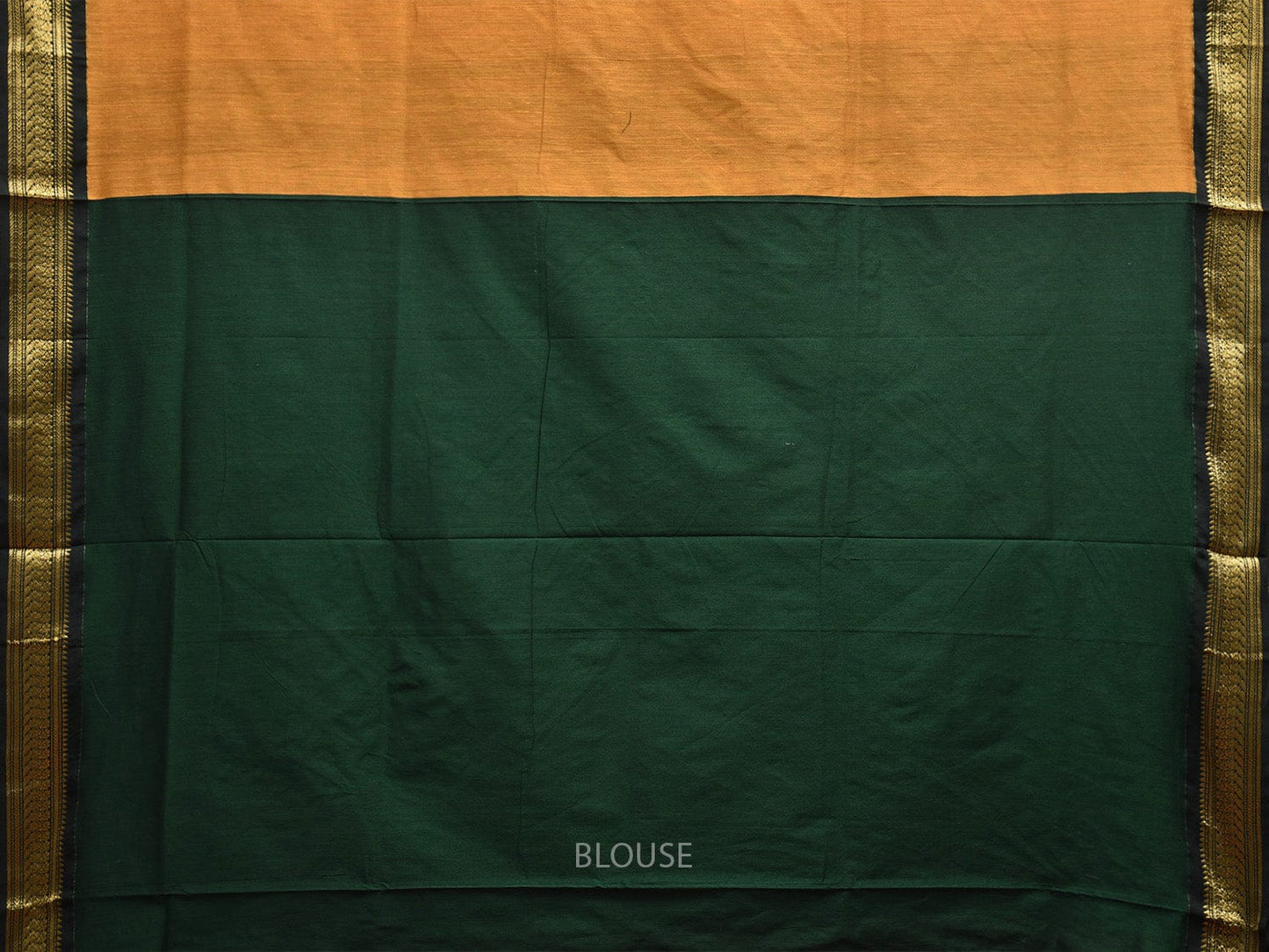 Mustard and Green Gadwal Cotton Saree with Pallu and Border Design g0432