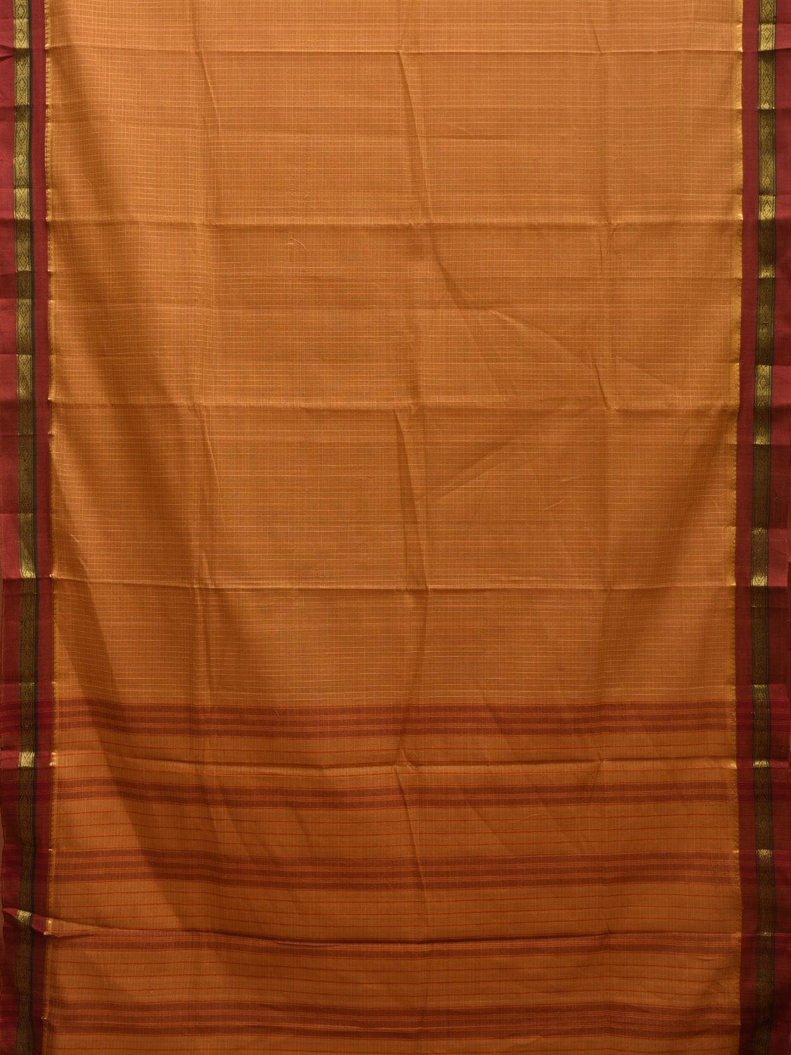 Mustard and Lanvender Narayanpet Cotton Handloom Saree with Checks Design No Blouse np0916