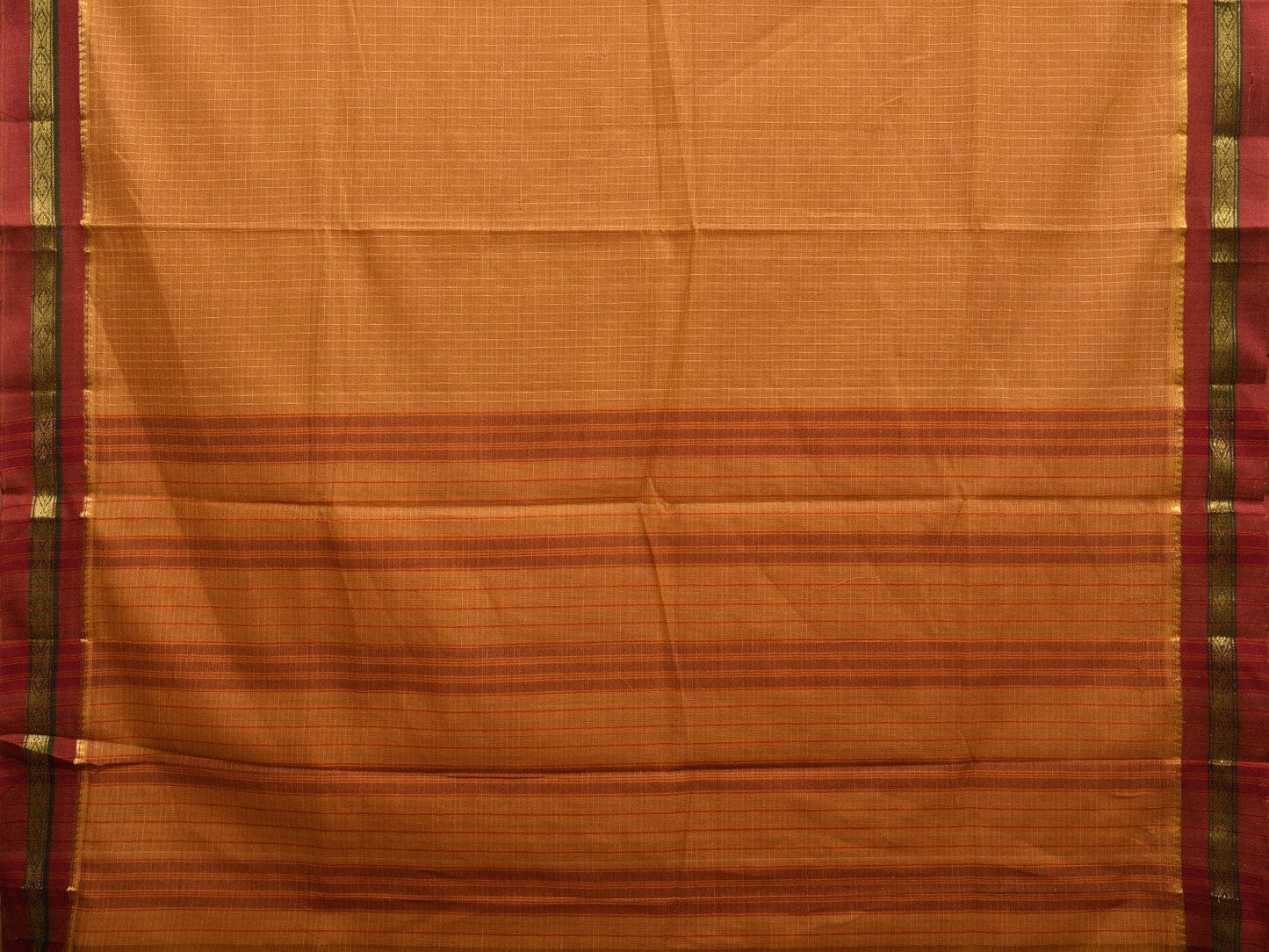 Mustard and Lanvender Narayanpet Cotton Handloom Saree with Checks Design No Blouse np0916