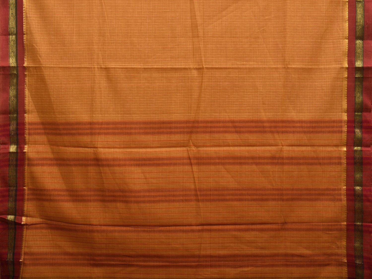 Mustard and Lanvender Narayanpet Cotton Handloom Saree with Checks Design No Blouse np0916