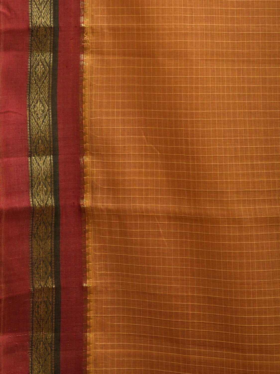 Mustard and Lanvender Narayanpet Cotton Handloom Saree with Checks Design No Blouse np0916