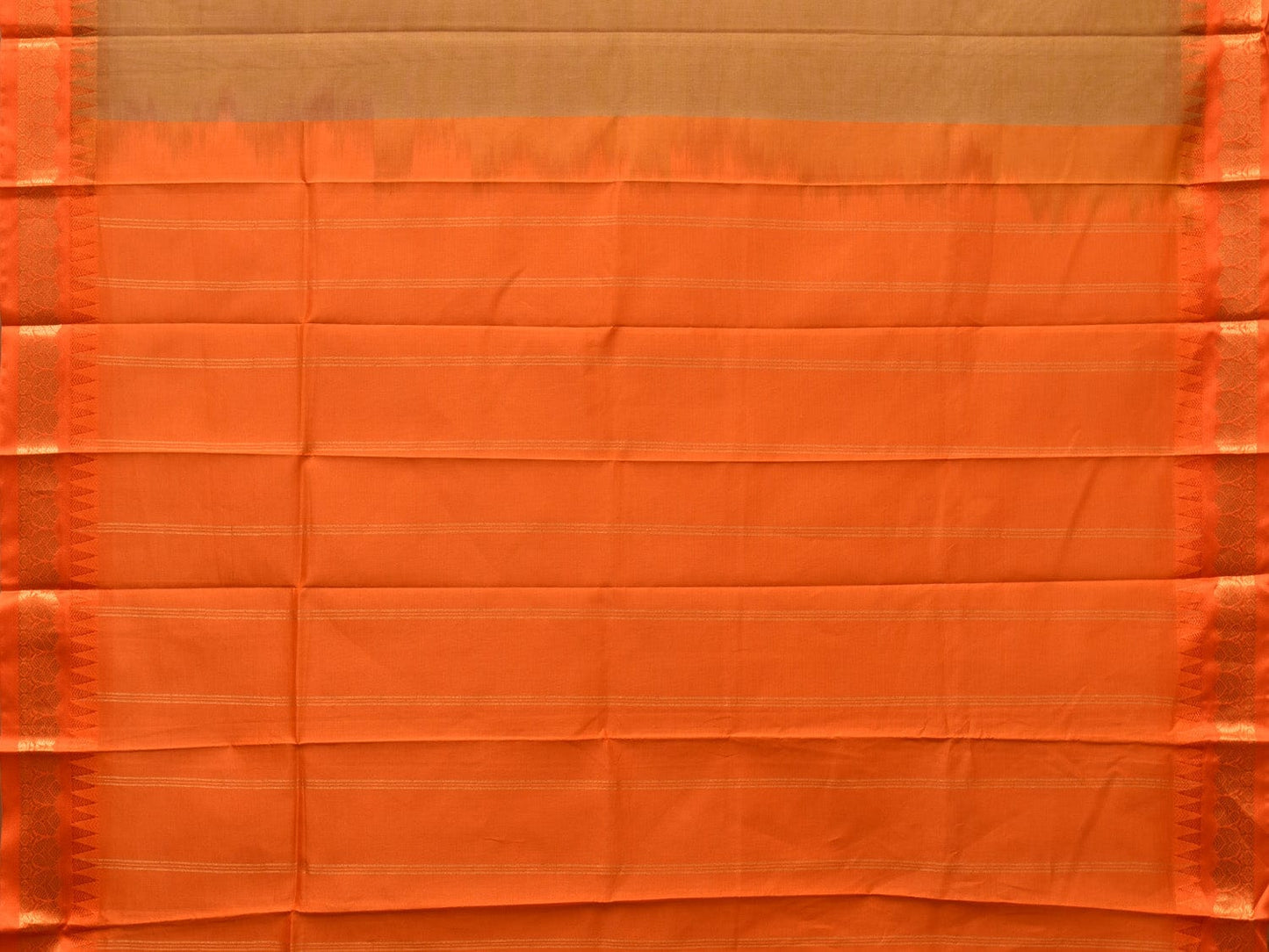 Mustard and Orange Gadwal Cotton Plain Saree with Small Border Design No Blouse g0348