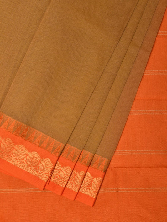 Mustard and Orange Gadwal Cotton Plain Saree with Small Border Design No Blouse g0348