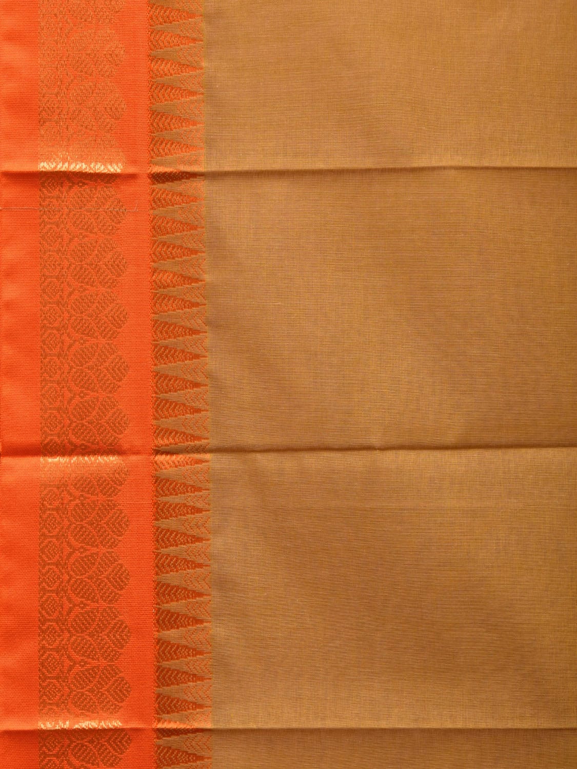 Mustard and Orange Gadwal Cotton Plain Saree with Small Border Design No Blouse g0348